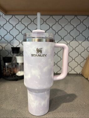 Stanley Lilac Marble Stainless Steel Tumbler with Handle and Straw